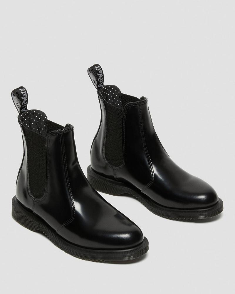 Women's Dr Martens Flora Smooth Leather Ankle Boots Black | AU 57ILH